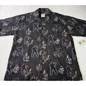 VINTAGE Elvis Presley David Carey Shirt Mens 2XL Black Elvis AOP Hawaiian NWT
